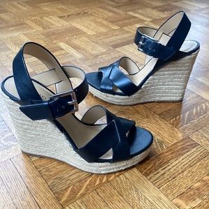 MICHAEL Michael Kors Black Viola Espadrille Wedges Size 8 M